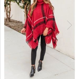 Sassy plaid red poncho (worn once)